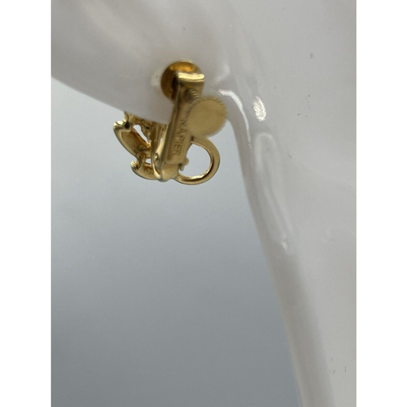 Vintage Signed Napier Gold Tone Screw Back Lever Leaf Earrings EUC - Picture 4 of 8
